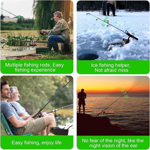46PCS 3rd Generation Plastic Fishing Bells, Fishing Rod Alarm Bell with Extra Loud Dual Alert Bells Clip, Fishing Bells for Rods, Easy for Night, Ice Fishing, Green. in Saudi Arabia