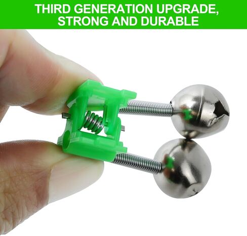 46PCS 3rd Generation Plastic Fishing Bells, Fishing Rod Alarm Bell with Extra Loud Dual Alert Bells Clip, Fishing Bells for Rods, Easy for Night, Ice Fishing, Green. in Saudi Arabia