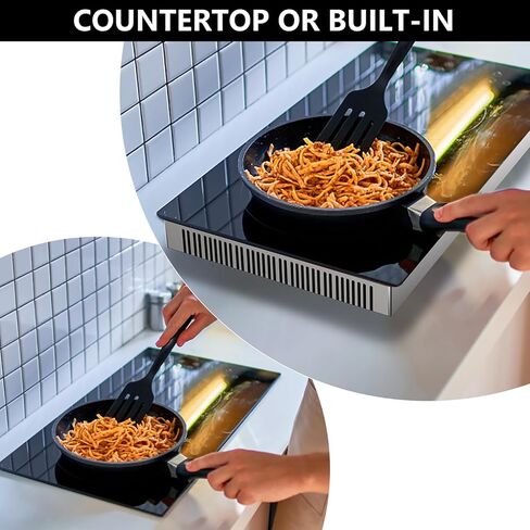 Amzchef 2 Burner Electric Cooktop 12 Inch ، Domino Electric Stove Top 120V Clop Coramic Cooktop مع 1800 واط 9 مستويات الطاقة ، قفل الأطفال ، مؤشر الحرارة المتبقية ، المدمج والأشكال كونترتوب in Kuwait