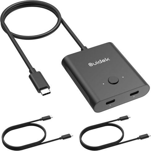 USB C Switch ، USB C Switcher 1 in 2 Out/2 in 1 Out Support 8K@60Hz Video 100W PD Charging ، مع كابل USB C ومحول الطاقة 5V 1A in Kuwait