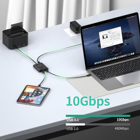 USB C Switch ، USB C Switcher 1 in 2 Out/2 in 1 Out Support 8K@60Hz Video 100W PD Charging ، مع كابل USB C ومحول الطاقة 5V 1A in Kuwait