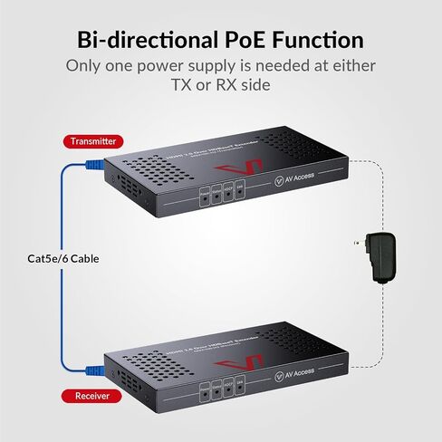 AV Access HDBASET HDMI Extender عبر CAT5E/6/6A/7 Ethernet حتى 330 قدمًا/100 م 4K@60Hz ، يدعم HDCP2.2 ، HDMI2.0 ، IR ثنائية الاتجاه و RS232. الرؤية (4KEX100-H2) in Saudi Arabia