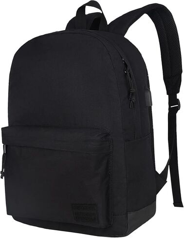 SUPACOOL Casual Laptop Backpack for Men and Women, School Backpack for Boys and Girls, College Bookbag, USB Charging Port, Lightweight Back Pack(Black) in Saudi Arabia