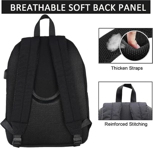 SUPACOOL Casual Laptop Backpack for Men and Women, School Backpack for Boys and Girls, College Bookbag, USB Charging Port, Lightweight Back Pack(Black) in Saudi Arabia