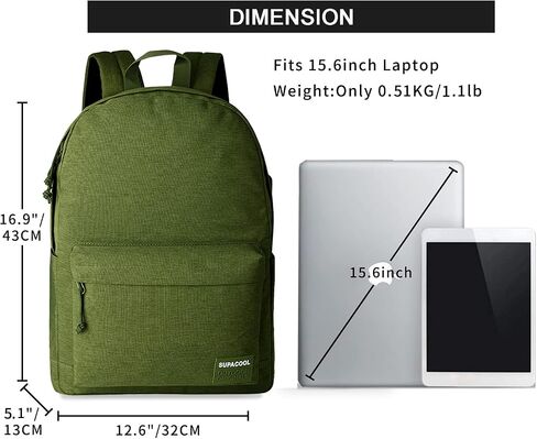 SUPACOOL Casual Laptop Backpack for Men and Women, School Backpack for Boys and Girls, College Bookbag, USB Charging Port, Lightweight Back Pack(Black) in Saudi Arabia