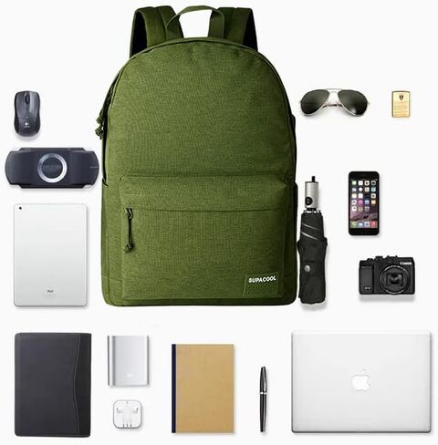 SUPACOOL Casual Laptop Backpack for Men and Women, School Backpack for Boys and Girls, College Bookbag, USB Charging Port, Lightweight Back Pack(Black) in Saudi Arabia