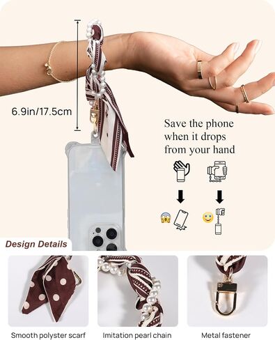 Vintage Phone Charm for Women Anti Dorp Phone Wristlet Hands-free Phone Charms Strap Compatible with All Smartphones in Saudi Arabia