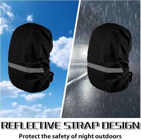 غطاء المطر على الظهر Jeffdad مقاوم للماء ، وضوح قابلة للطي ، شرائط عاكسة مضادة للضادة ، غطاء المطر فائقة الغموض للتنزه في التخييم ، مسافر (26-40 لتر) (أسود) (أسود) in Kuwait