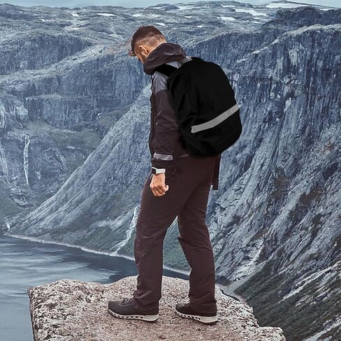 غطاء المطر على الظهر Jeffdad مقاوم للماء ، وضوح قابلة للطي ، شرائط عاكسة مضادة للضادة ، غطاء المطر فائقة الغموض للتنزه في التخييم ، مسافر (26-40 لتر) (أسود) (أسود) in Kuwait