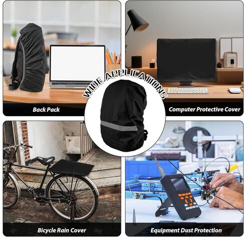 غطاء المطر على الظهر Jeffdad مقاوم للماء ، وضوح قابلة للطي ، شرائط عاكسة مضادة للضادة ، غطاء المطر فائقة الغموض للتنزه في التخييم ، مسافر (26-40 لتر) (أسود) (أسود) in Kuwait