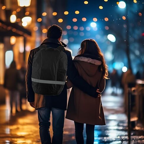 غطاء المطر على الظهر Jeffdad مقاوم للماء ، وضوح قابلة للطي ، شرائط عاكسة مضادة للضادة ، غطاء المطر فائقة الغموض للتنزه في التخييم ، مسافر (26-40 لتر) (أسود) (أسود) in Kuwait