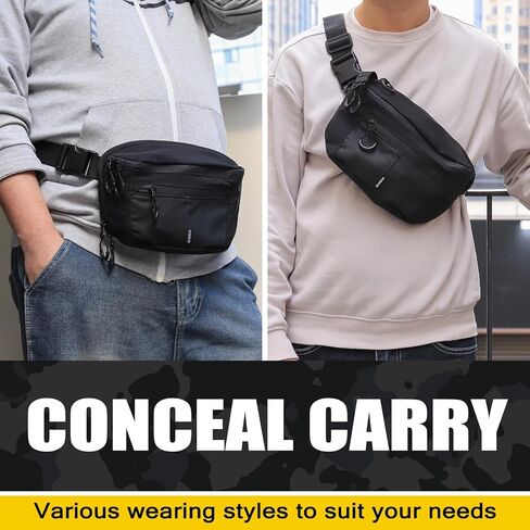 Kalkal Tactical Fanny Pack for Men Women, Concealed Carry Fanny Pack with Quick Access Puller, Waterproof Waist Bag with Adjustable Waist Belt, CCW EDC Hip Pack for Travel Hiking in Saudi Arabia