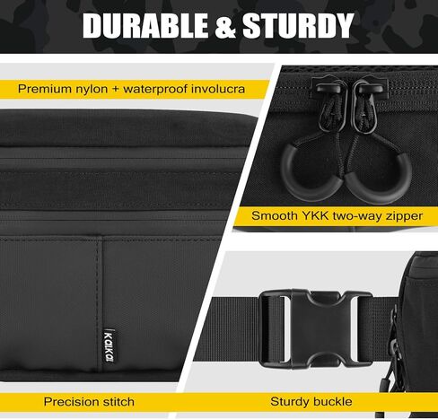 Kalkal Tactical Fanny Pack for Men Women, Concealed Carry Fanny Pack with Quick Access Puller, Waterproof Waist Bag with Adjustable Waist Belt, CCW EDC Hip Pack for Travel Hiking in Saudi Arabia