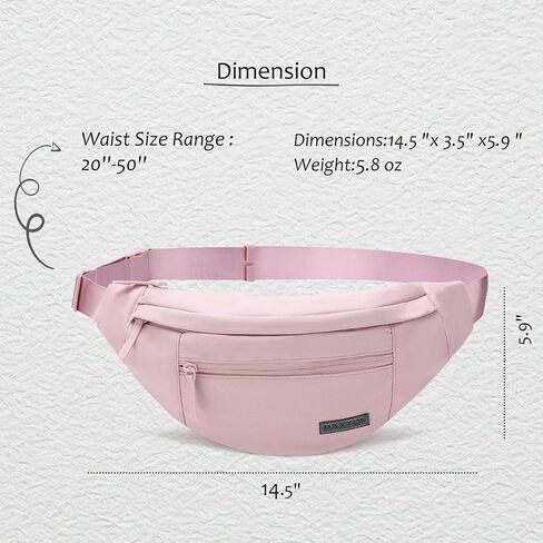 MAXTOP Large Crossbody Fanny Pack Waist Pack with 4-Zipper Pockets Hiking Travel Essentials for Women Men Belt Bag, for Hiking Running Travel Cycling,Black in Kuwait
