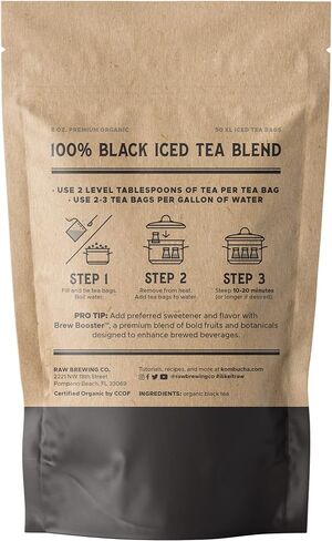 The Southern Standard - Premium Organic Iced Tea Bags - 70/30 Blend (70% Black, 30% Green and White), 50 XL Bags (1/2 Pound. Makes 25 Gallons.) in Saudi Arabia