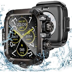 [2 in 1] Goton Metal Waterproof Case for Apple Watch Screen Protector 44mm Series SE 2024 SE 2nd SE 6 5 4, 360 Protective Metal Rugged Face Cover Hard PC Back Cover for iWatch Accessories, Black