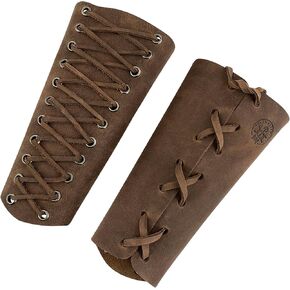 Set of 2 Bracers for Archers, Hand Protector for Bow Shooting Practice, Outdoor Sports Armband, Wrist Guard, Full Grain Leather, Handmade, Bourbon Brown