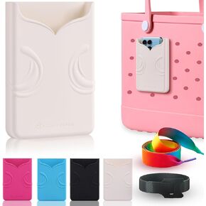 Adjustable Silicone Phone Holder for Bogg Bag & Simple Modern Bag – Fits All Phones and Bags – Ocean Blue (Shore White)