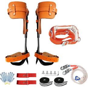 Tree Climbing Spikes for Tree Work Aluminum Tree Spurs with Strenthen Leather Safety Belt for Tall Pines with Durable Tree Gaffs Climbing Spurs with Stabilize Foot Lines
