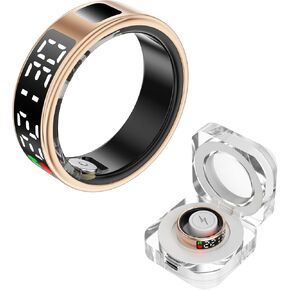 Smart Ring Fitness Sleep Health Tracker Rings for Men Women ، LED عرض معدل ضربات القلب Smart Ring Health Tracker ، أكسجين الدم ، مراقبة النوم والخطوة ، لا اشتراك ، IP68 مقاوم للماء (الذهب رقم 8) in Kuwait