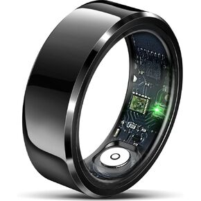 Smart Ring, Size 8, IP68 Waterproof, Wearable Heart Rate Daily Workout Memory, Activity Fitness Tracking, Sleep Monitoring Calories Heart Rate Blood Oxygen, Black