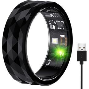 Smart Ring, Activity & Fitness Tracker Ring for Women/Men, No APP Subscription, Sleep Tracking Smart Ring with Calories/Heart Rate/Blood Oxygen/Sleep Monitoring (Black, Size 10)