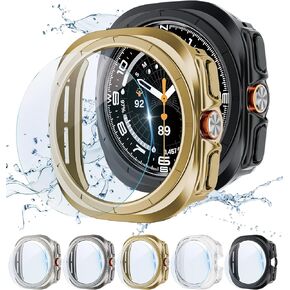 SOLOLUP 5+5 Pack Case for Galaxy Watch 7 screen protector 40mm Cover,Hard PC Anti Scratch Protective Cover with Tempered Glass for Samsung Galaxy Watch 7 Case 40mm Women Men