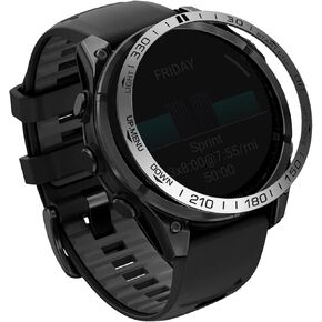 Abanen Stainless Steel Watch Bezel for Garmin Fenix 8 51mm, Polished Adhesive Cover Anti-Scratch Protector Cover Ring for Fenix 8 47mm (Silver, 47mm)