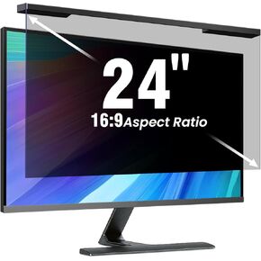 Hanging 24 Inch Computer Privacy Screen Filter, Hanging Computer Screen Privacy Cover, Compatible with 23.6, 23.8 Inch 16:9 Widescreen Monitors, Protect Eyes from Glare and Blue Light