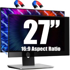 Magnetic Invisible Hidden Design Computer Privacy Screen Filter 24 Inch for Frameless Monitor 16:9 Aspect Ratio, Removable Anti Glare Blue Light Protector, Double Sided Reversible Eye Care 24in Film