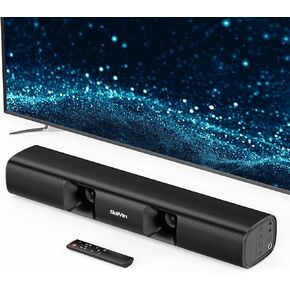 Saiyin Sound Bar for Smart TV - 50W 17 inch Small Soundbar for TV, Vocal Enhanced TV Speaker Built-in Subwoofer, Surround Sound System TV with Bluetooth/Optical/AUX Connection for TV/PC/Projectors