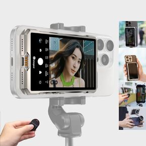 Wireless Magnetic Selfie Sreen Display for iPhone/Android with Bluetooth Remote for Vlog Live Streaming 3.97" Rear Camera Viewfinder Fotorgear MS01