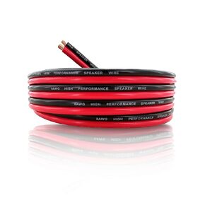 GS Power 8 AWG (American Wire Gauge) Copper Clad Aluminum Zip Cord Cable for Car Audio Radio Amplifier Remote Battery 12 Volt Automotive Wiring, 50 ft Red & Black Bonded