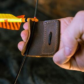 Square Leather Archery Finger Tab Long Bow Hand Protector for Right Hand Brown