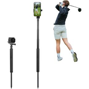 Golf Monopod Selfie Stick with Ground Spike Stake, Golf Swing Analyzer Phone Stand for Training Aid, Golf Phone Holder Selfie Stick for Recording Swings