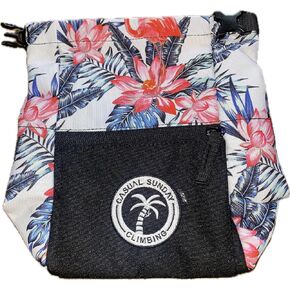 A Casual Boulder Bucket - Tropical print bouldering bucket chalk bag with storage pouch and brush loops