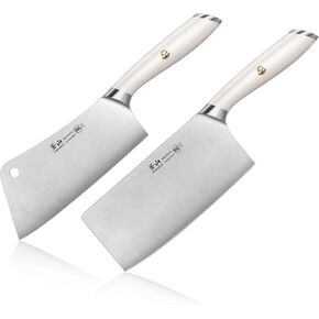 Cangshan L1 Series 2-Piece Cleaver Set, Forged German Steel (White)