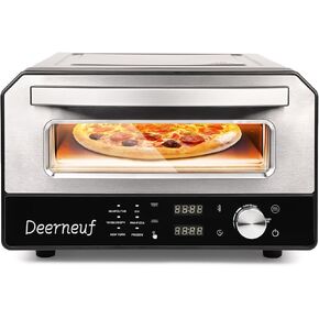 Electric Pizza Oven Indoor, Heats up to 800°F, 12" Pizzas in Minutes, Countertop Pizza Oven with 6 Touchscreen Presets, Pizza Stone and Pizza Peel Included,Stainless Steel Pizza Maker Machine for Home
