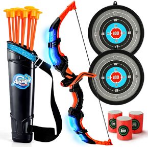 TOY Life Bow and Arrow Toys for Kids 4 6 8 12, Light Up Kids Bow and Arrow Set, Kids Archery Bows Set for Kids with Targets, Toy Gift for 5 Year Old Boys, Kids Toys Boys, Outdoor Toy Games for Kids