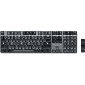 Satechi SM3 Mechanical Keyboard,108 Keys Full Size Keyboard with White LED Backlit, Wired and Bluetooth Keyboard for Mac and Windows - Light Gray/White
