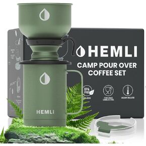 Pour Over Coffee Maker Camp Set – Vacuum Insulated Mug with Leakproof Lid, Stainless Steel Micro Filter, Scratch-Resistant Finish, Portable Coffee Maker for Camping, Travel & Outdoor Adventures