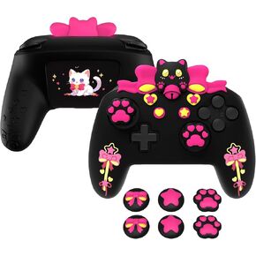 PlayVital Sweetheart Kitty Silicone Skin Compatible with Nintendo Switch Pro Controller Kawaii Anti-Slip Cover, Switch Pro Controller Joystick Grips & Protective Silicone Case - White