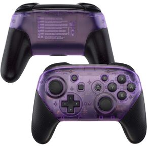 eXtremeRate Clear Atomic Purple Faceplate and Backplate for Nintendo Switch Pro Controller, DIY Replacement Shell Housing Case for Nintendo Switch Pro - Controller NOT Included