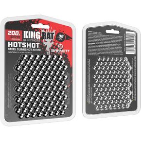 Barnett King Rat Slingshots, Stainless Steel Slingshot Ammo Slingshots, Hunting Quality.38 Caliber, 200 Count,Silver