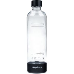 Carbonating Bottles, 1L 2-Pack Reusable PET Sparkling Water Bottles Compatible Sparkling Water Maker, 2 Pack, Black