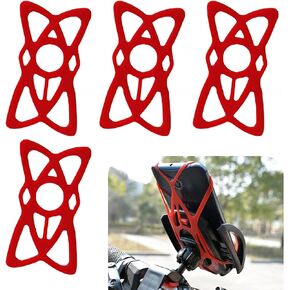 4 PCS Motorcycle Phone Mount Tether, Anti-Scratch and Anti-Slip Navigation Devices Protection Shell, Tightly Wrapped Phone Holder Grip Rubber Strap, Universal for Motorcycles Bikes (Red)