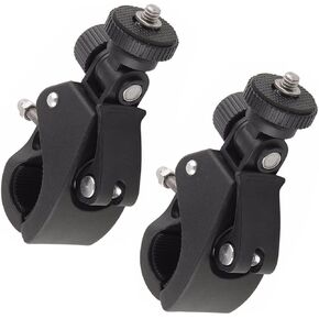 2 Pack Sports Camera Bike Mount Handlebar Clamp Clip Stand Base with 1/4 Screw Adapter for Gopro Hero DJI Osmo Insta360 Motorcycle Bicycle Action Cam Dash GPS Field Monitor Lights