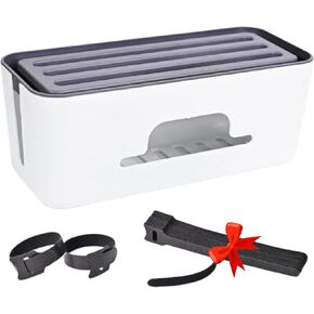 Medium Cable Management Box with Mobile Stand (13L*5W Inch) Cord Organizer for Desk & Bedside | Hiding Router, Surge Protector, Power Strips, Extension, TV & USB Hub, Charging Basket (1 Yr Warranty)