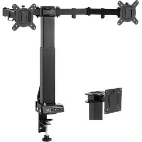 TOPSKY Adjustable Electric Monitor Desk Mount Fits Up to Dual 32 Inches 19.8lbs or Single 49 Inches 33lbs Computer Screens, Adjustable Swivel, Tilt, Rotate, VESA 75x75mm or 100x100mm MMT00.01 (Black)