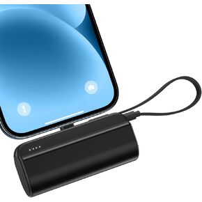 5000mAh Mini Portable Charger Power Bank Compatible with iPhone 14/13/12/11/XR/XS/X/8/7/6, MFi Certified Ultra-Compact 20W PD Fast Charging Small Cute Battery Pack(Black)